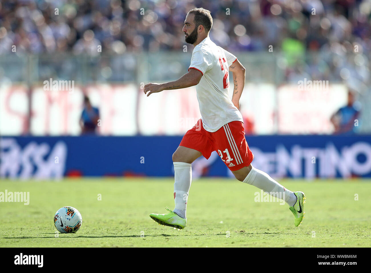 Florence, Italie. 14Th Sep 2019. Gonzalo Higuain de Juventus FC au cours de la Serie A match entre la Fiorentina et la Juventus au Stadio Artemio Franchi, Florence, Italie le 14 septembre 2019. Photo par Luca Pagliaricci. Usage éditorial uniquement, licence requise pour un usage commercial. Aucune utilisation de pari, de jeux ou d'un seul club/ligue/dvd publications. Credit : UK Sports Photos Ltd/Alamy Live News Banque D'Images