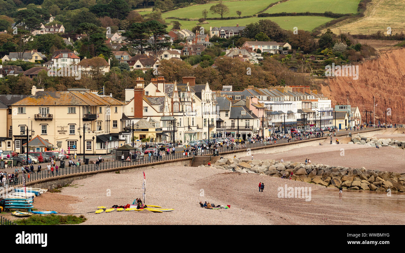 La ville de Sidmouth front de mer, Devon, UK Banque D'Images