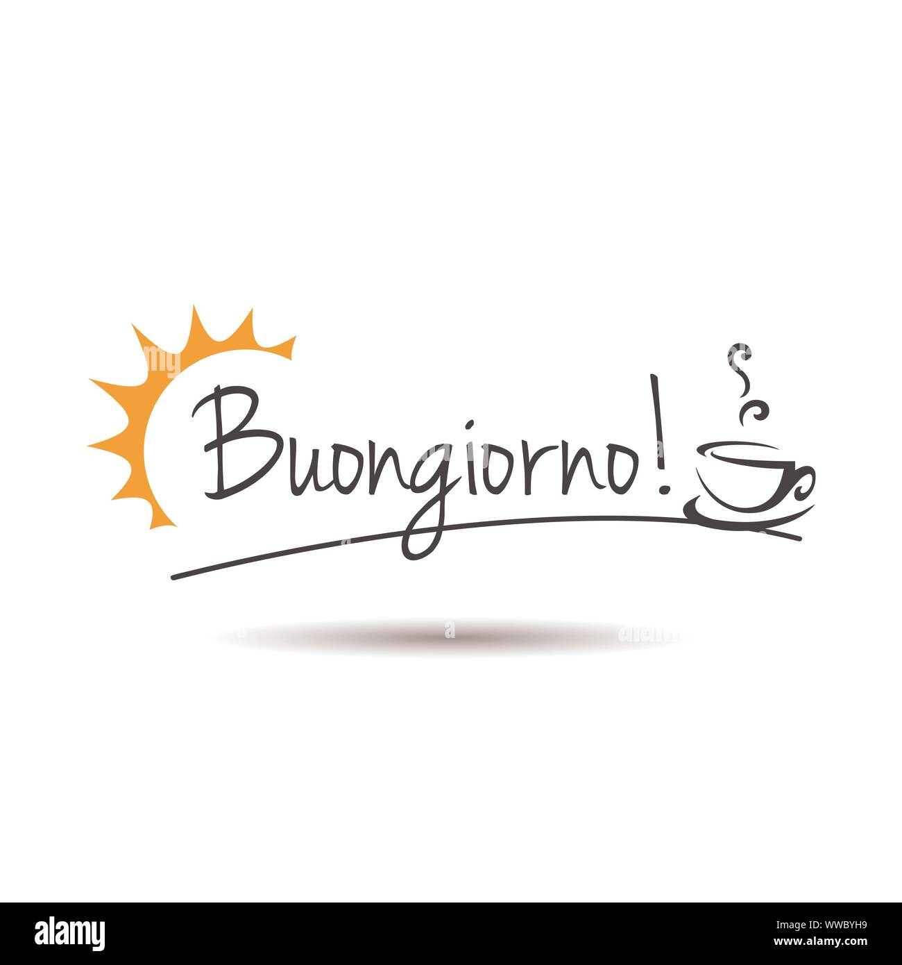 Bonjour en Italien Buongiorno est bon matin la traduction de l'illustration vectorielle moderne italien Illustration de Vecteur