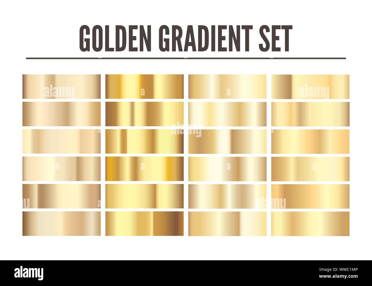 Gradient Golden set. Élément de texture or brillant. Or réaliste d'aluminium. Vector illustration isolé sur fond blanc Illustration de Vecteur