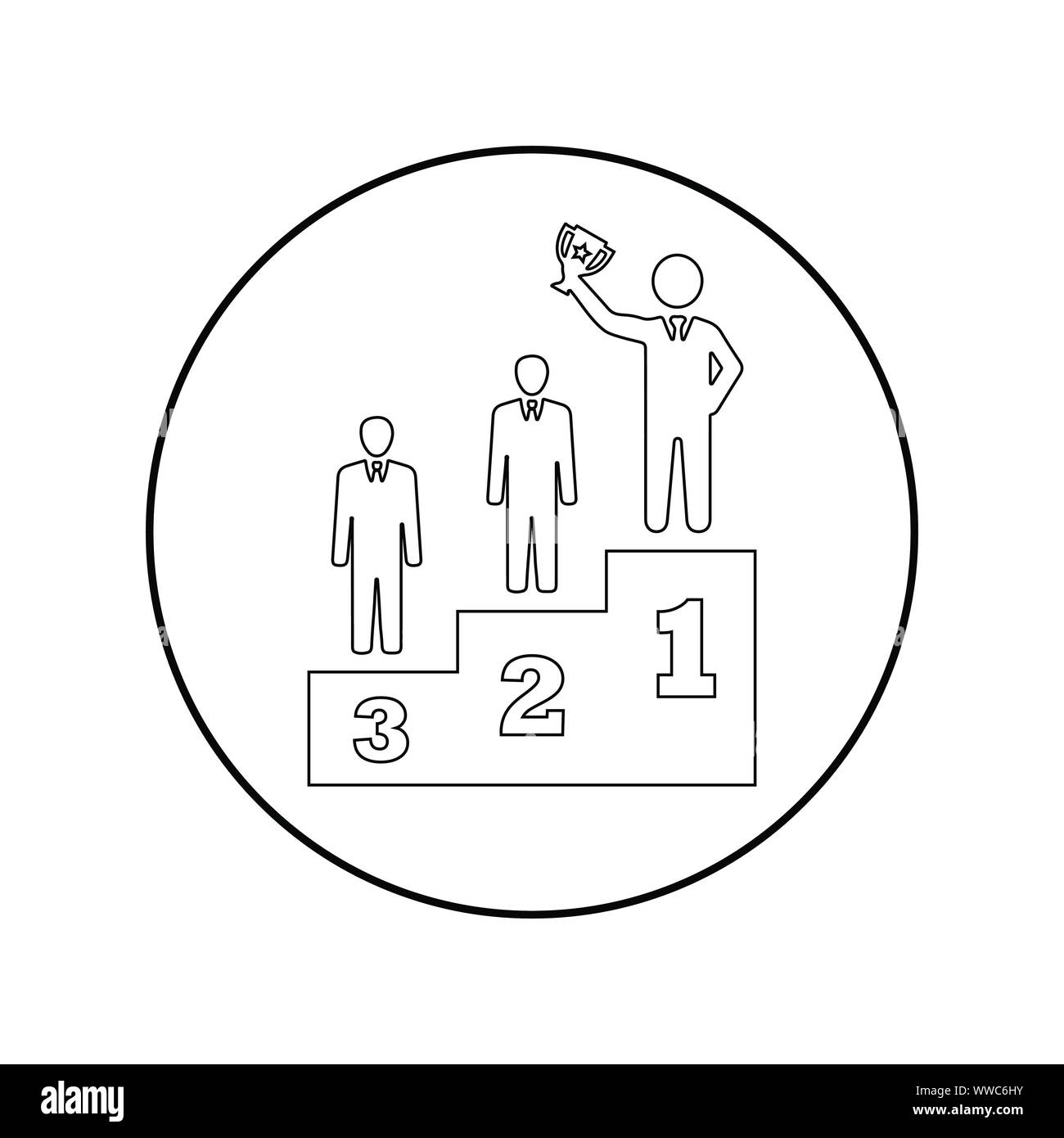 Bien organisé et totalement modifiable pilier de l'icône de la Victoire, debout sur place gagnant gagnant, Podium, icône pour toute utilisation comme support d'impression, web, commercial Illustration de Vecteur
