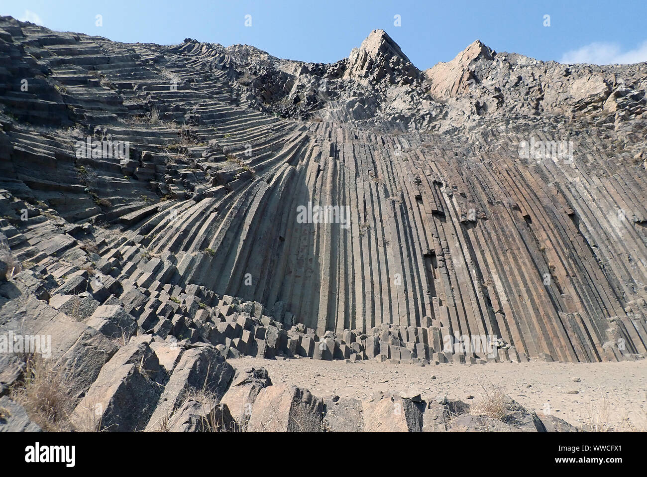 Les colonnes de basalte Ana Ferreira Rock Formation l'île de Porto Santo Madère Portugal Europe Banque D'Images