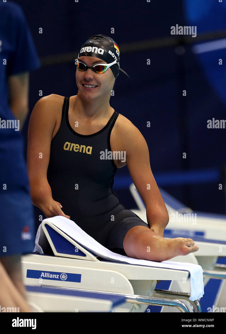 Gina l'Allemagne au cours de l'Boettcher 50m brasse SB3 1 la chaleur pendant sept jours du monde Para natation Championnats d'Allianz au Centre aquatique de Londres, Londres. Banque D'Images