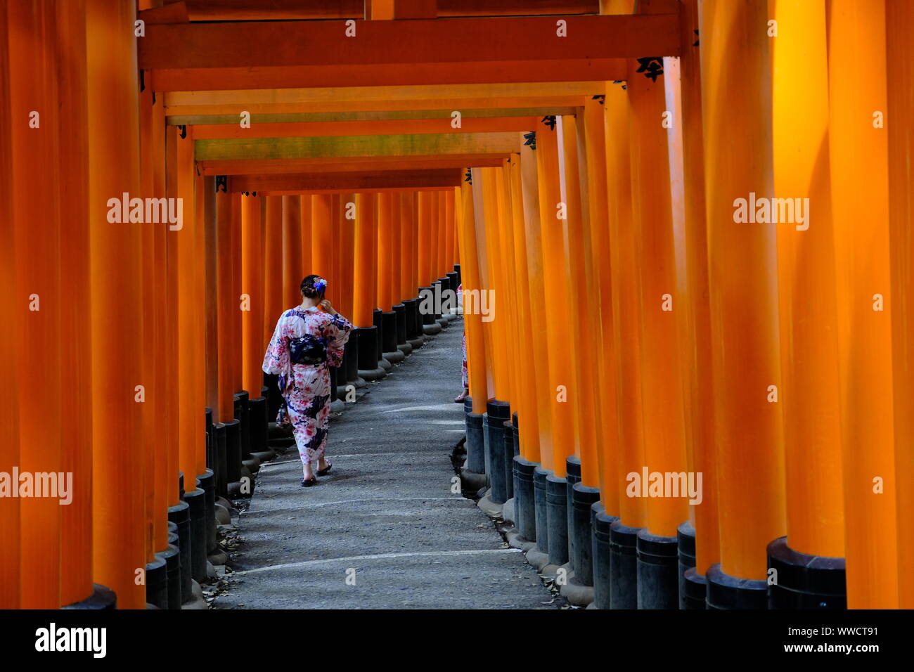 La ville de Kyoto Japon Mont Inari Randonnée à Fushimi Inari Taisha Senbontorii Banque D'Images