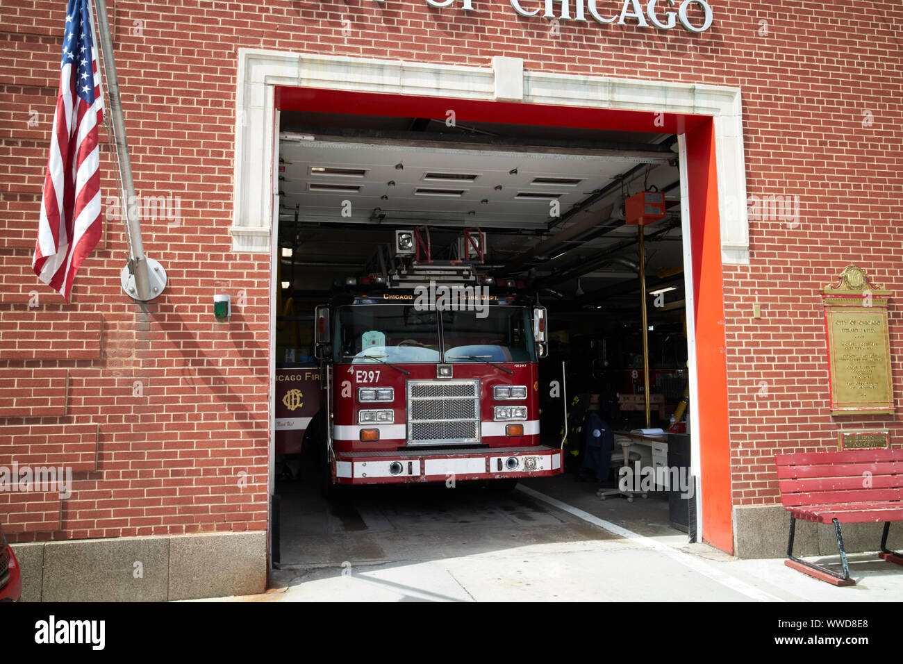 Ville de chicago fire department 8 moteur dans Chinatown le backdraft firehouse Chicago Illinois USA Banque D'Images