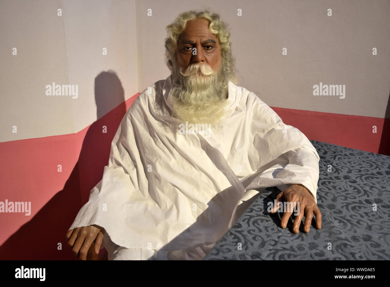 Statue de cire de Rabindranath Tagore, poète indien qui a remporté le prix Nobel de littérature en 1913 Banque D'Images