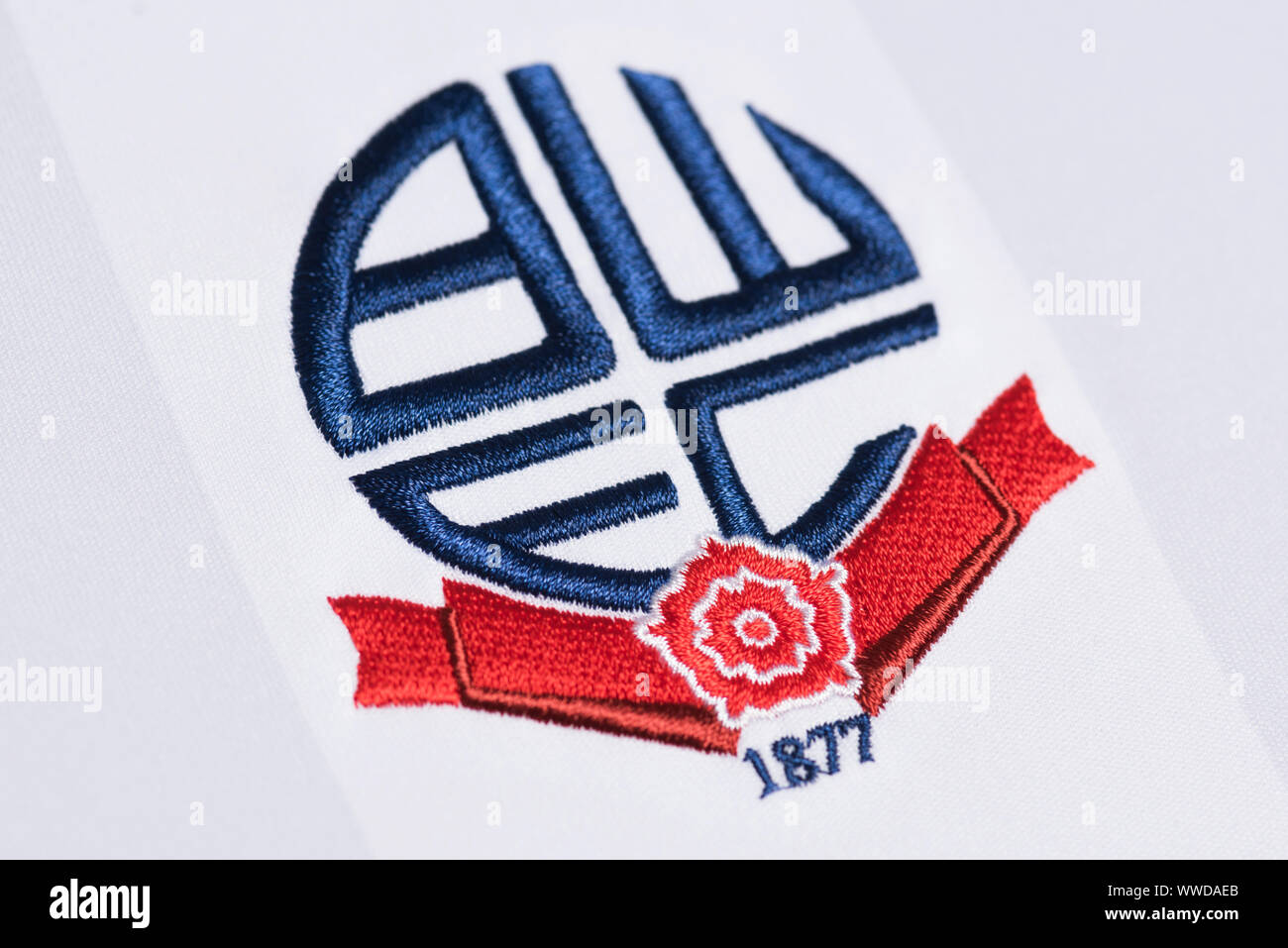 Close up of Bolton Wanderers FC badge Banque D'Images Close up of Bolton Wanderers FC badge Banque D'Images