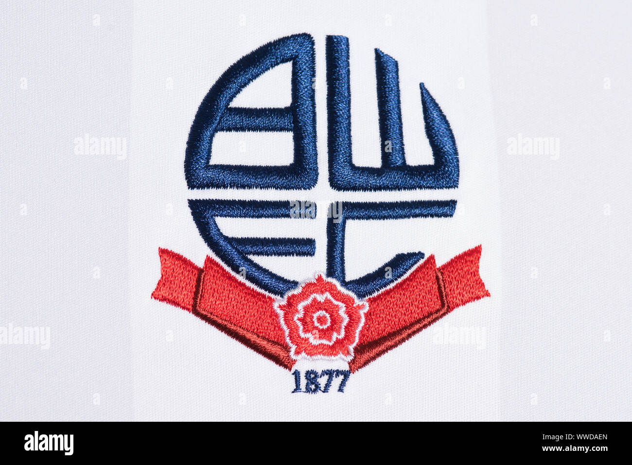 Close up of Bolton Wanderers FC badge Banque D'Images Close up of Bolton Wanderers FC badge Banque D'Images
