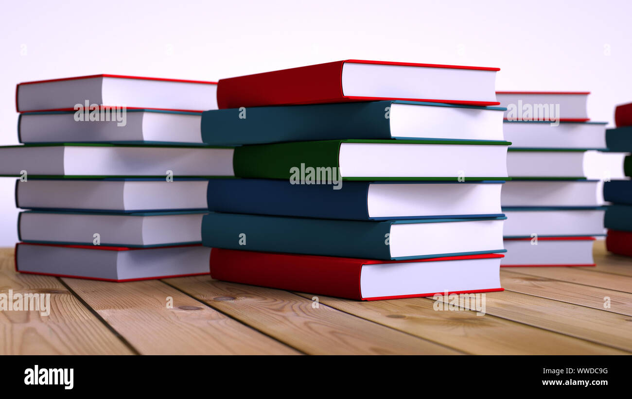 3D render. Pile de livres Banque D'Images