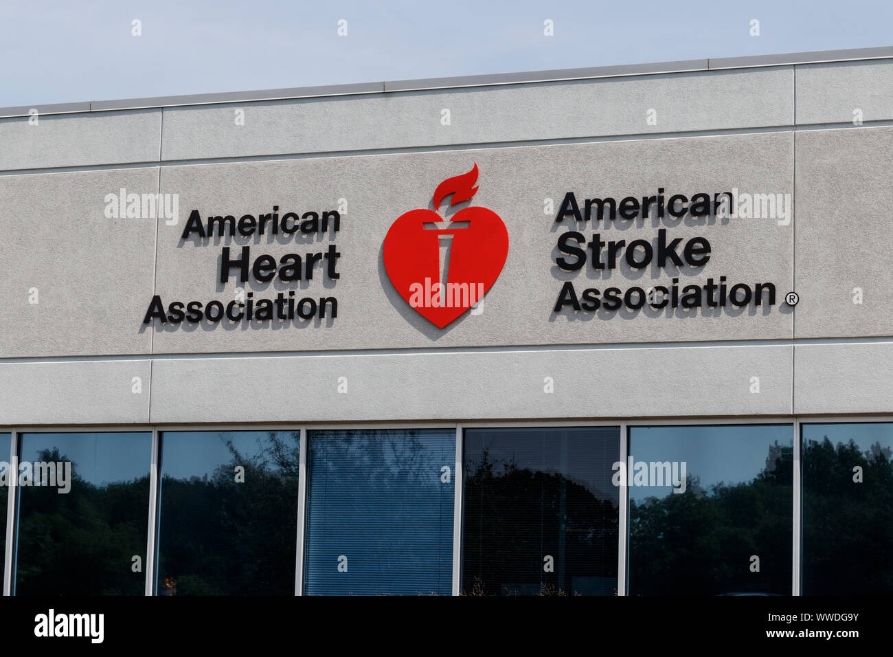 Indianapolis - Circa 2019 Septembre : American Heart Association et l'American Stroke Association bureau local. L'AHA est un organisme à but non lucratif tha Banque D'Images