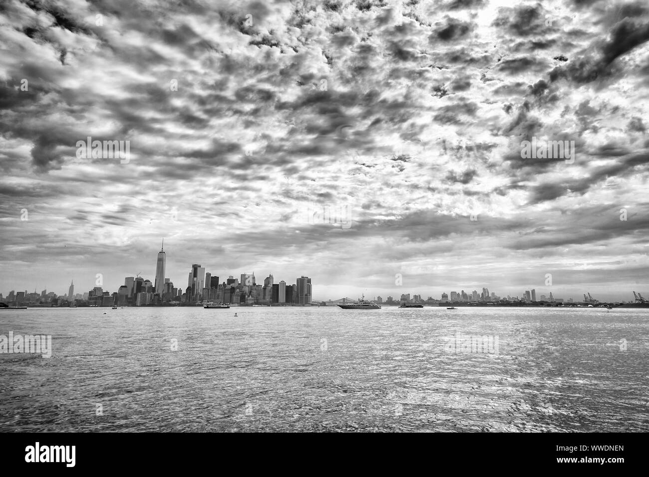 Panorama de l'Hudson River et le Lower Manhattan à New York City, USA Banque D'Images