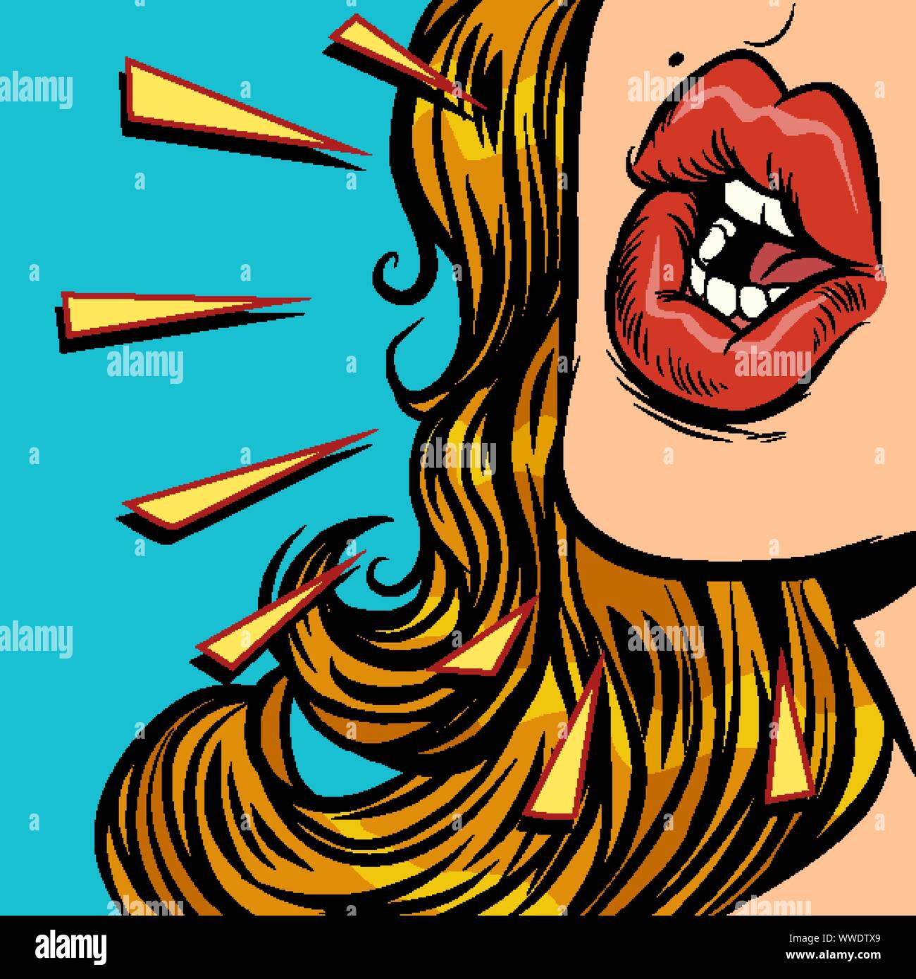 Close-up bouche femme parler. Comic cartoon retro pop art dessin illustration vectorielle Illustration de Vecteur