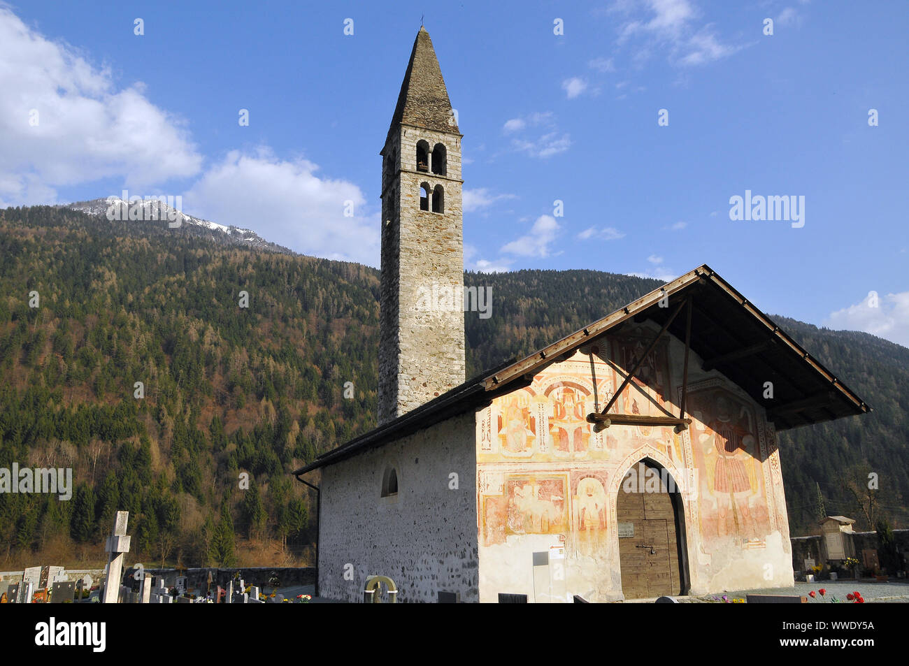 L'église Sant'Antonio Abate, La chiesa di Sant'Antonio Abate, Pelugo, Province autonome de Trente, Italie, Europe Banque D'Images