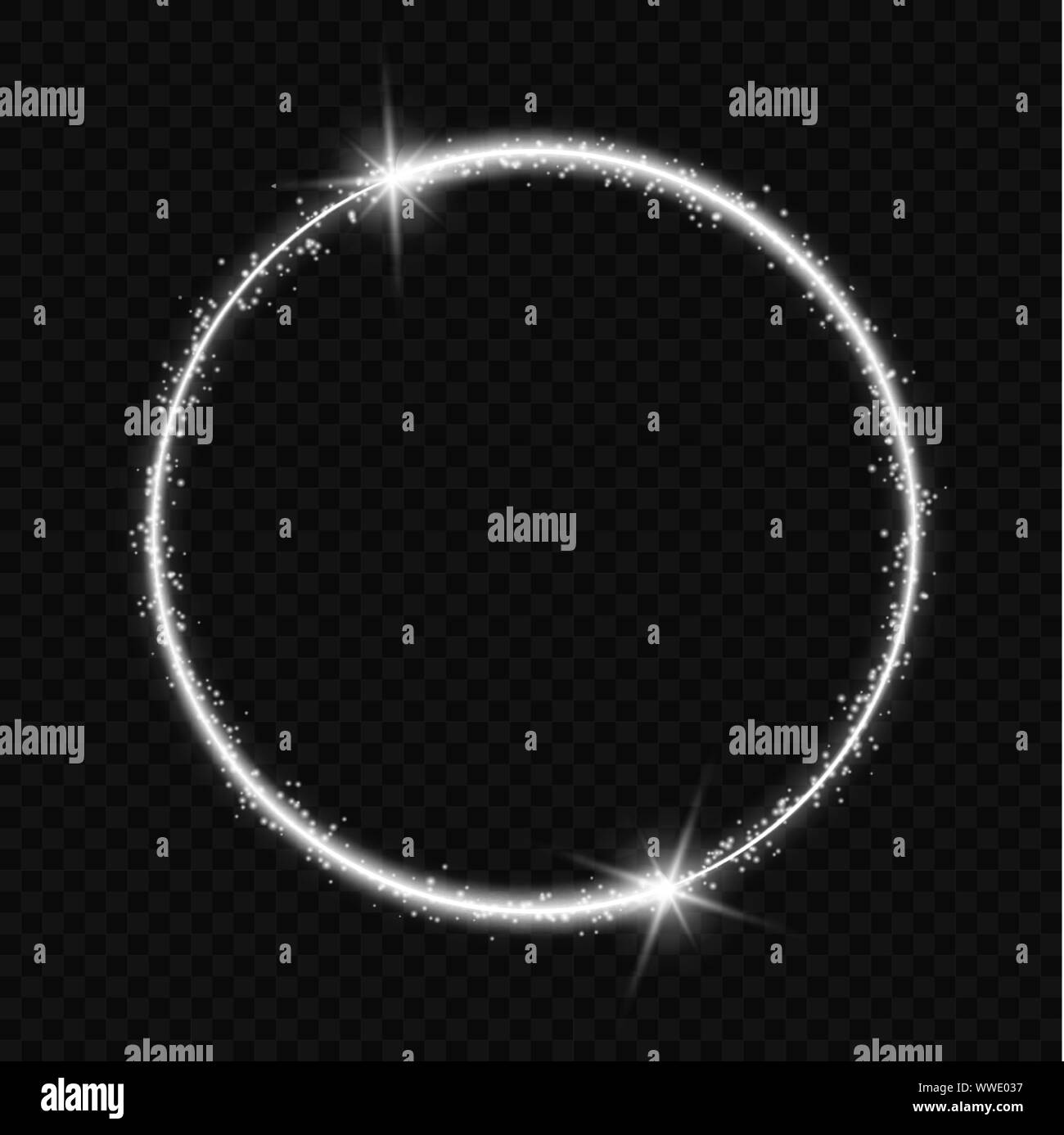 Châssis circulaire avec effet de lumière. Vecteur comète avec néon lumineux de queue rougeoyante stardust sparkles Illustration de Vecteur