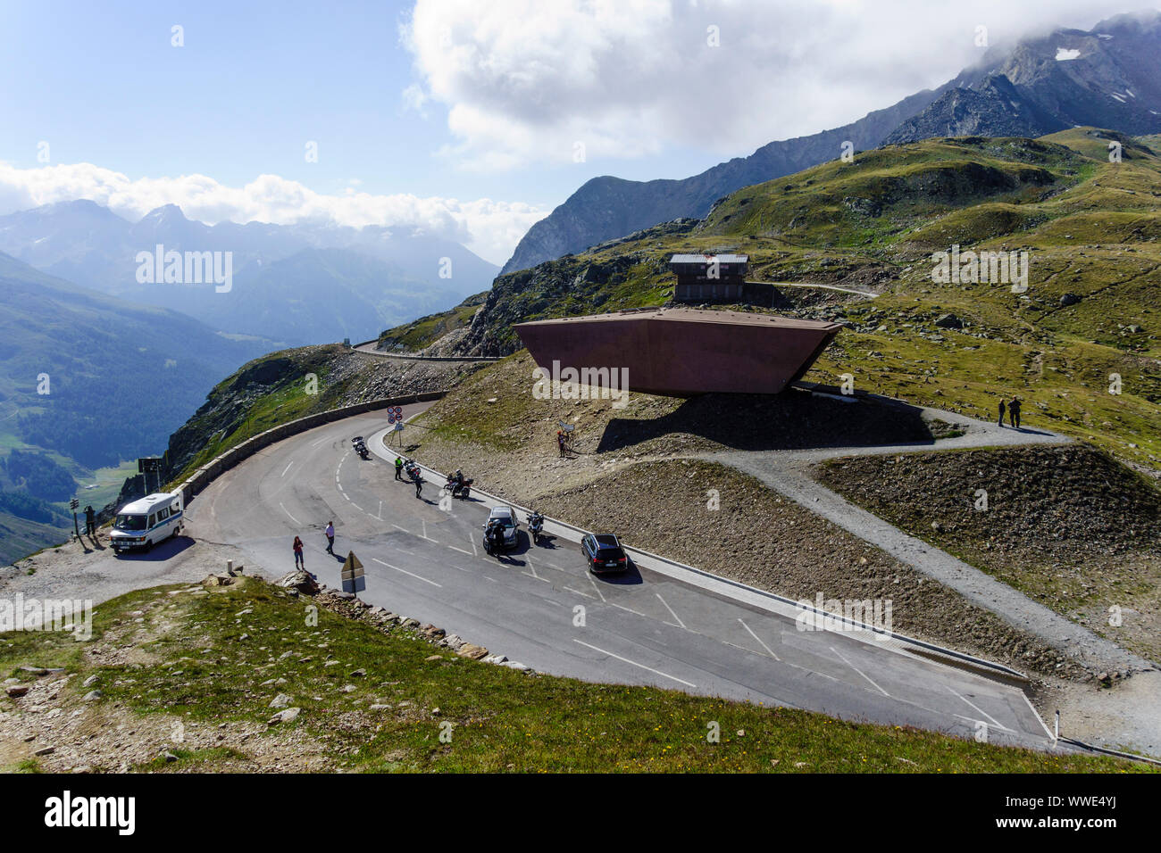 Timmelsjoch (Italien : Passo del Rombo), 2 474 mètres d'altitude (col de montagne) à la frontière entre l'Autriche et l'Italie. Banque D'Images