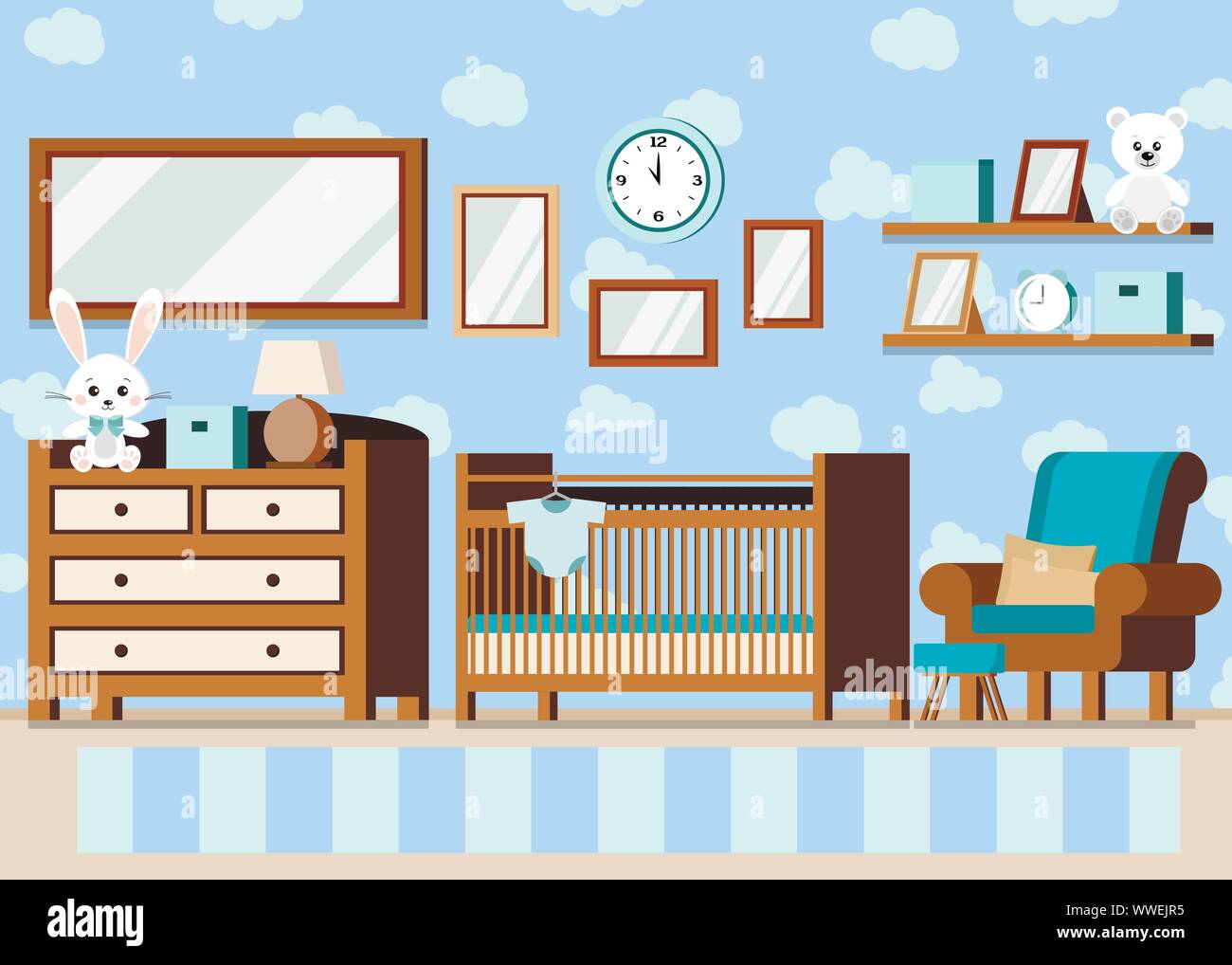 Chambre Bebe Garcon Agreable Fond Interieur En Style Dessin Anime D Une Television Image Vectorielle Stock Alamy