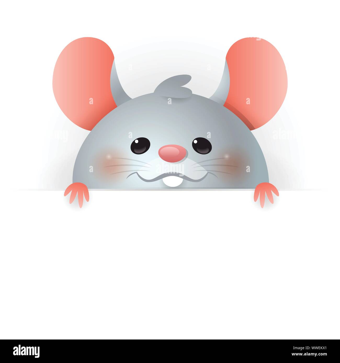 Rat mignon à bord - signe du zodiaque chinois Année de rat - vector illustration isolé sur fond transparent Illustration de Vecteur