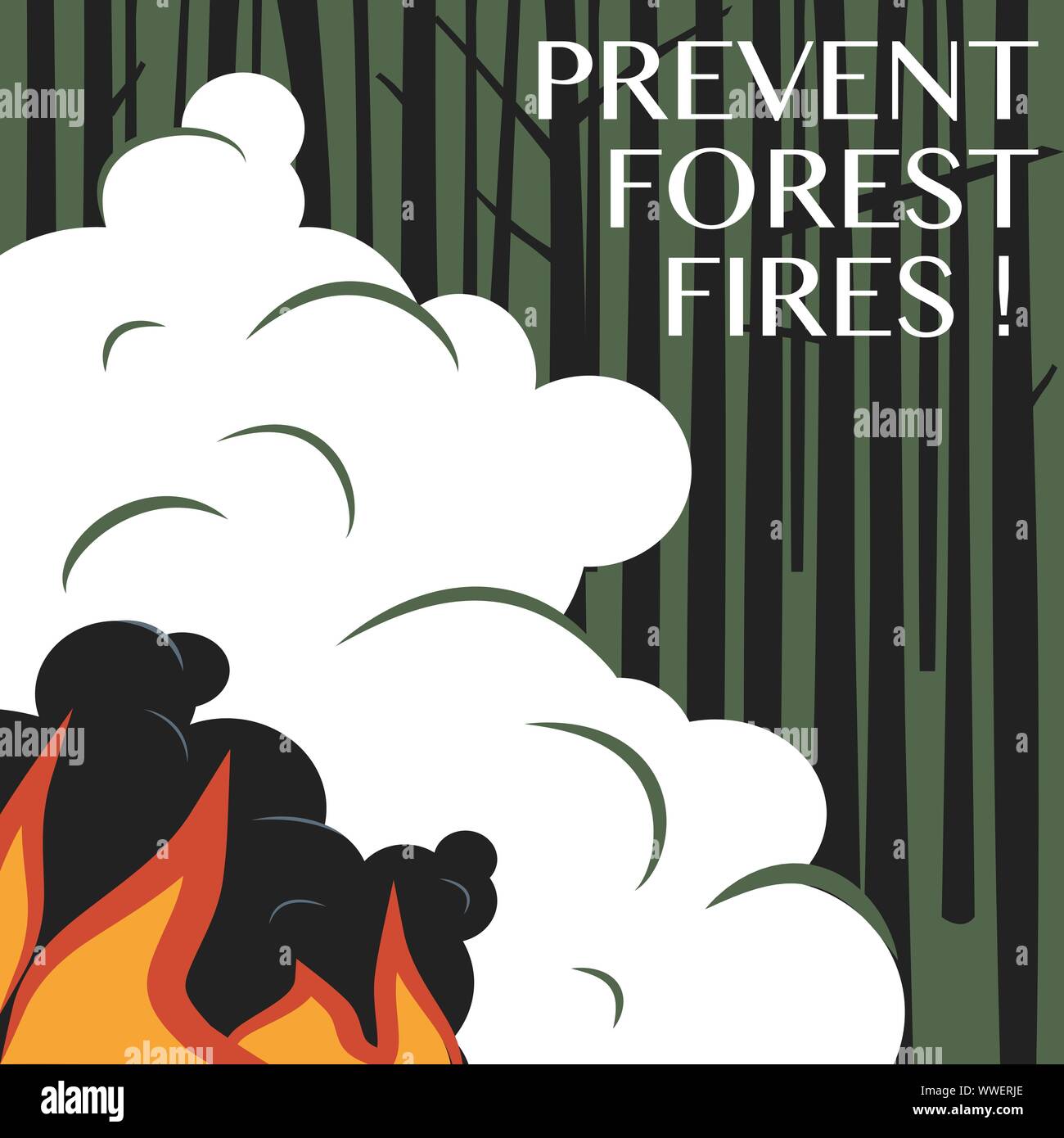 Prévenir les incendies de forêt. Broadside. Publicité La prévention des incendies de forêt. La protection de la nature de l'affiche d'alerte sociale.Vector illustration Illustration de Vecteur