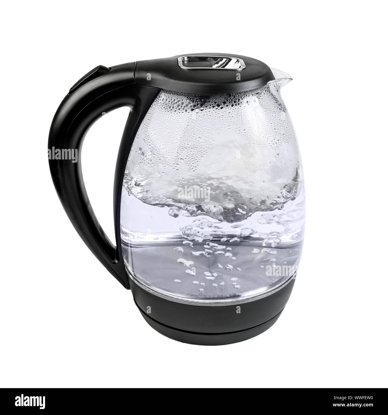 L'eau bouillante en verre électrique électrique, isolé sur blanc avec clipping path Banque D'Images