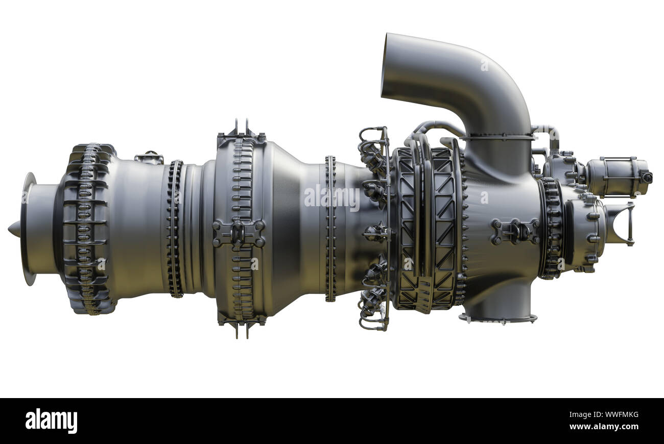 Moteur à turbine à gaz d'alimentation du compresseur. Le rendu 3d. Banque D'Images