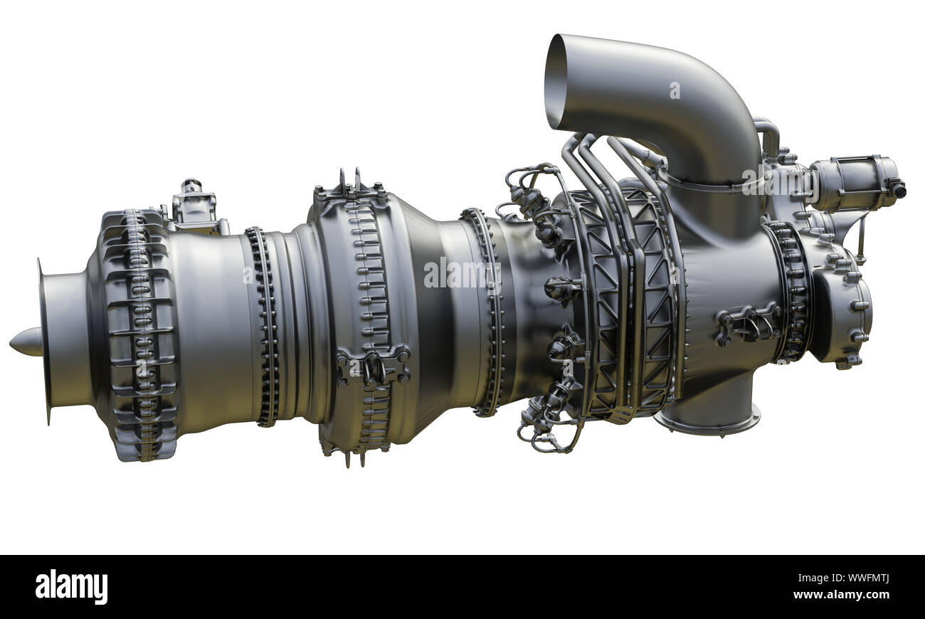Moteur à turbine à gaz de type centrifuge gaz vente compresseur dans l'enceinte. Le rendu 3d. Banque D'Images
