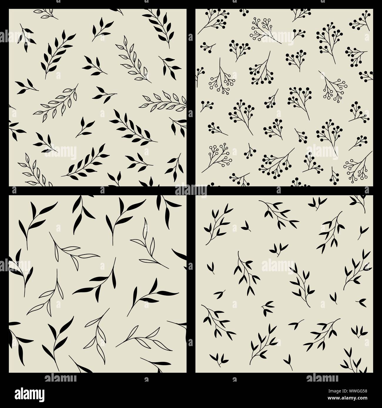 Ensemble de vecteur floral motifs monochrome transparente Illustration de Vecteur