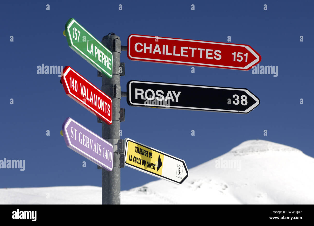 Panneau dans la station de ski Saint Gervais-Mont Blanc Banque D'Images