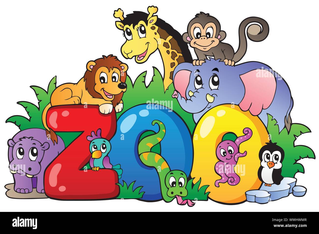 Signe avec divers animaux Zoo Illustration de Vecteur