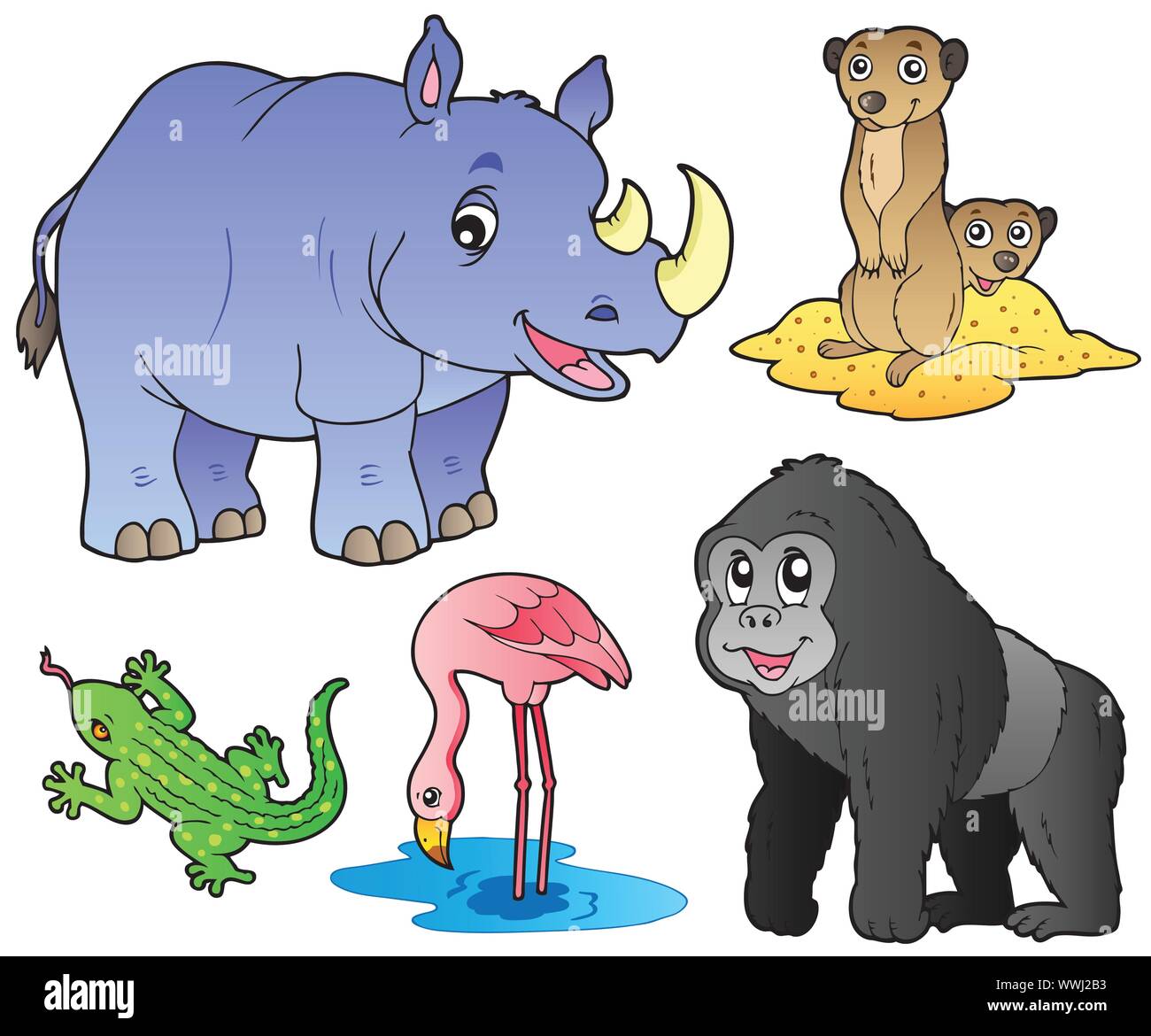Les animaux de zoo set 1 Illustration de Vecteur