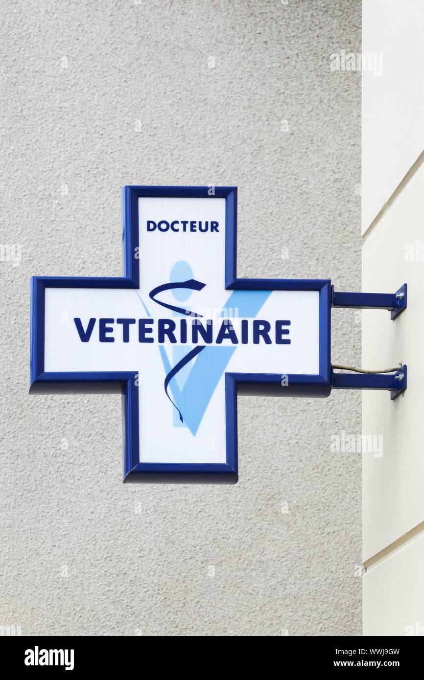 Dardilly, France - 15 août 2019 : logo vétérinaire sur un mur en France Banque D'Images