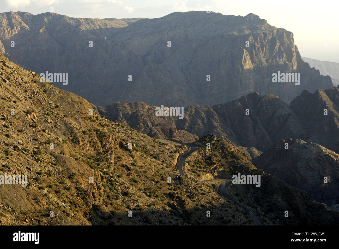 Paysage de montagne sur le Plateau Saiq, Oman Banque D'Images