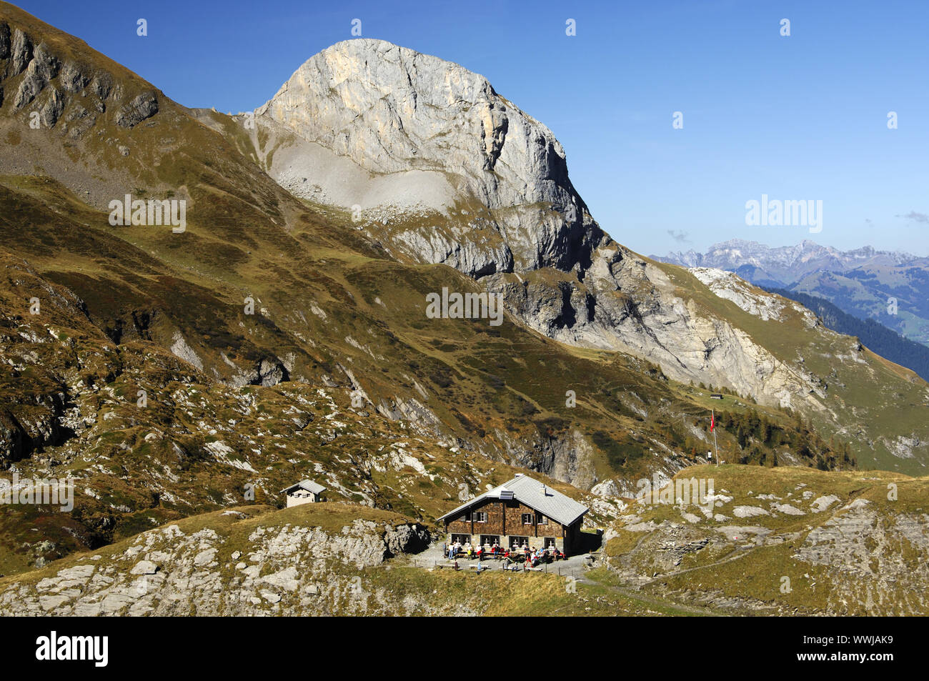 Cabane gelten devant Spitzhorn, Suisse Banque D'Images