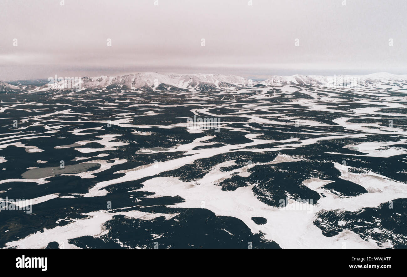 Panoramas islandais, vue aérienne sur les terres Banque D'Images