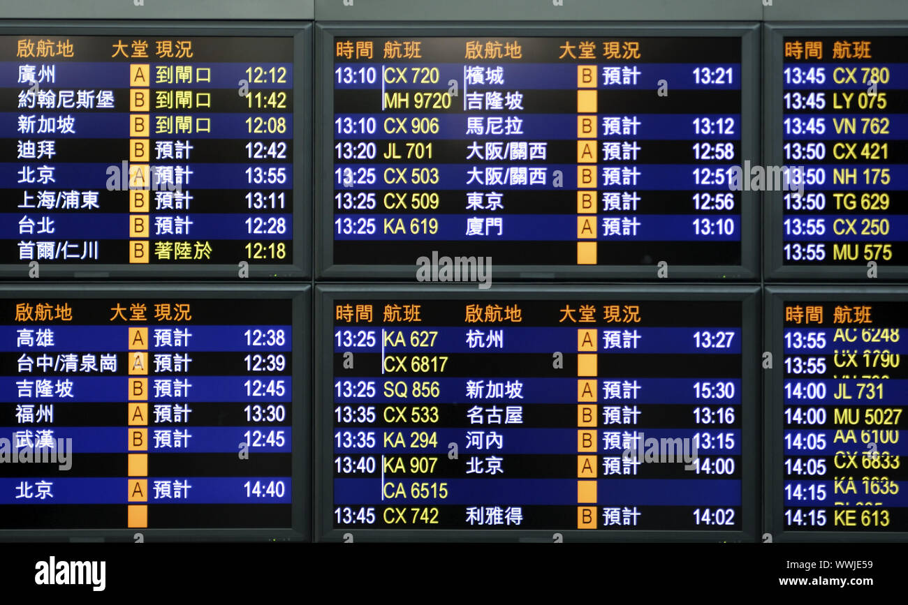 Tableau de bord à l'Aéroport International de Hong Kong Banque D'Images
