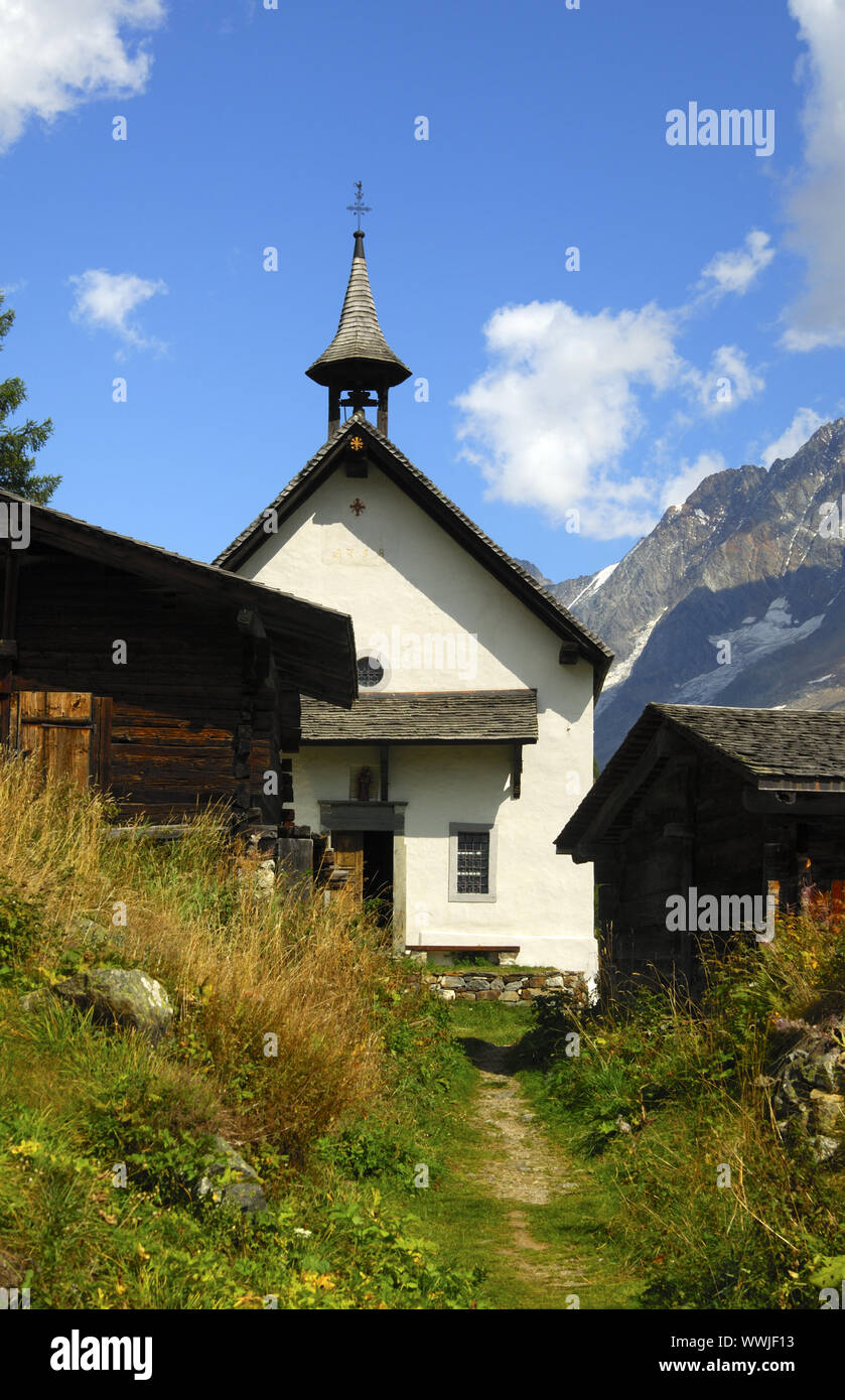 Kühmatt Chapelle, Lötschental, Suisse Banque D'Images