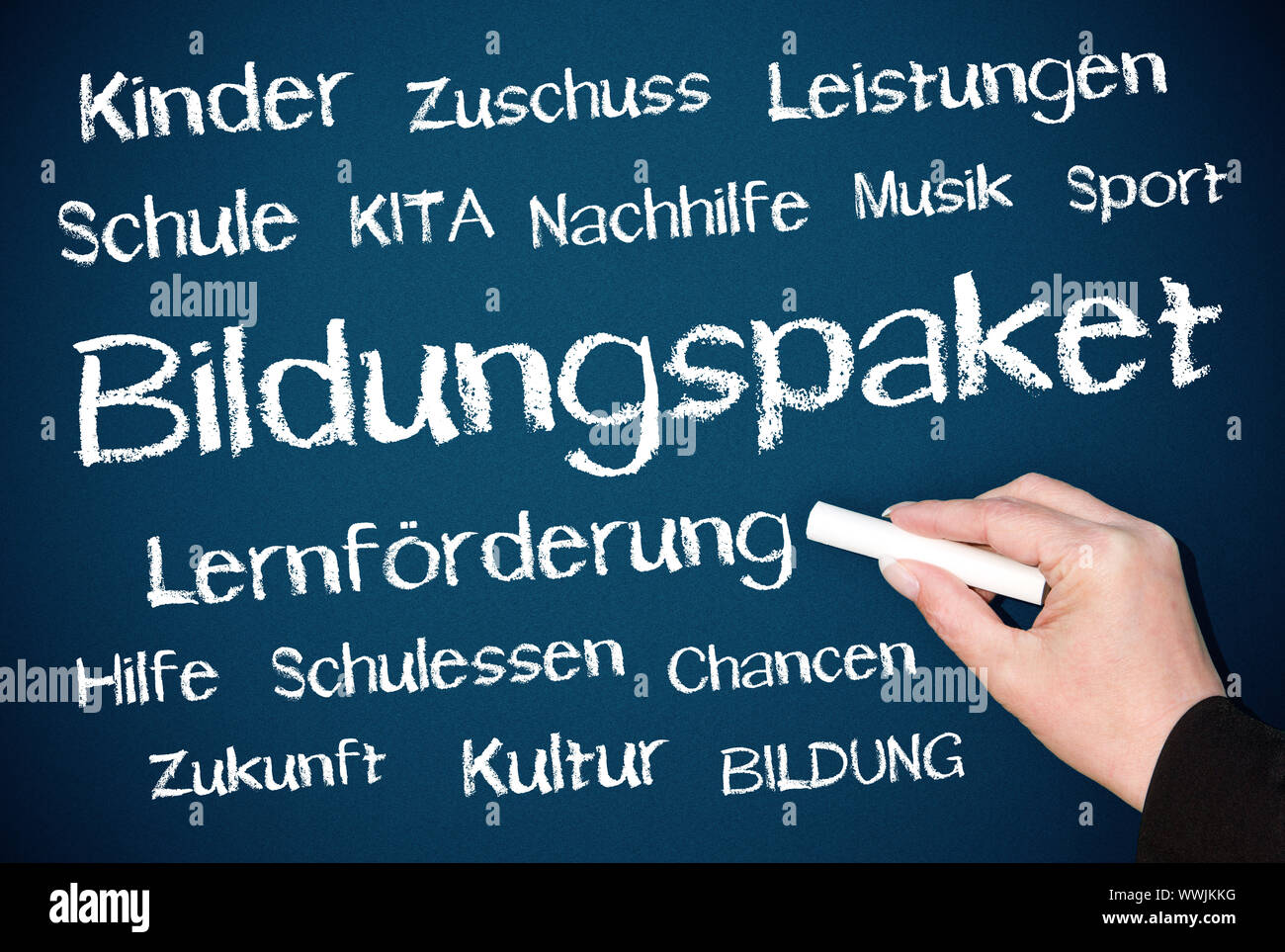 L'offre éducative - Concept bleu blackboard Banque D'Images