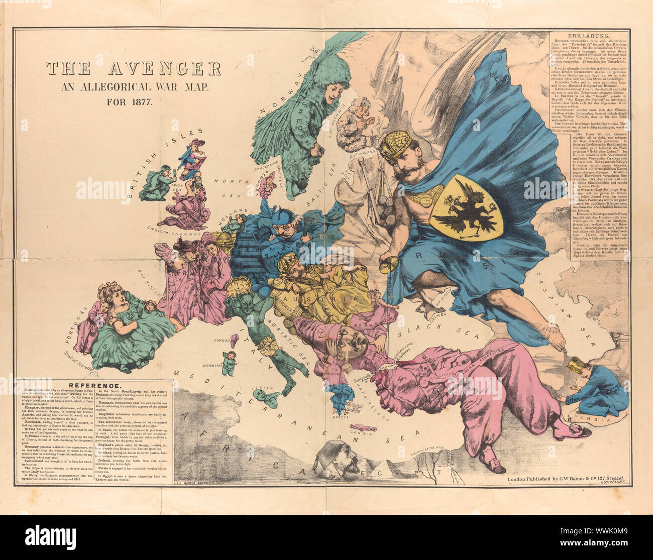 L'Avenger : une guerre allégorique Map pour 1877 , 1876-1877. Collection privée. Banque D'Images