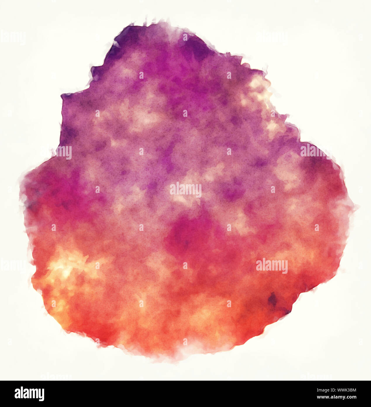 L'île de Marie-Galante carte aquarelle de Guadeloupe Banque D'Images