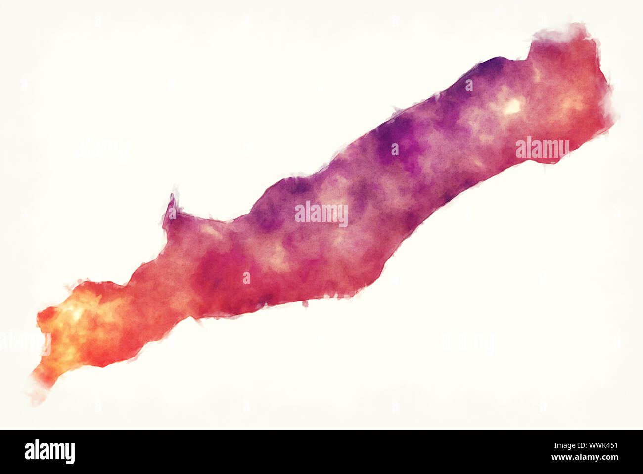 La Desirade island aquarelle carte de Guadeloupe Banque D'Images