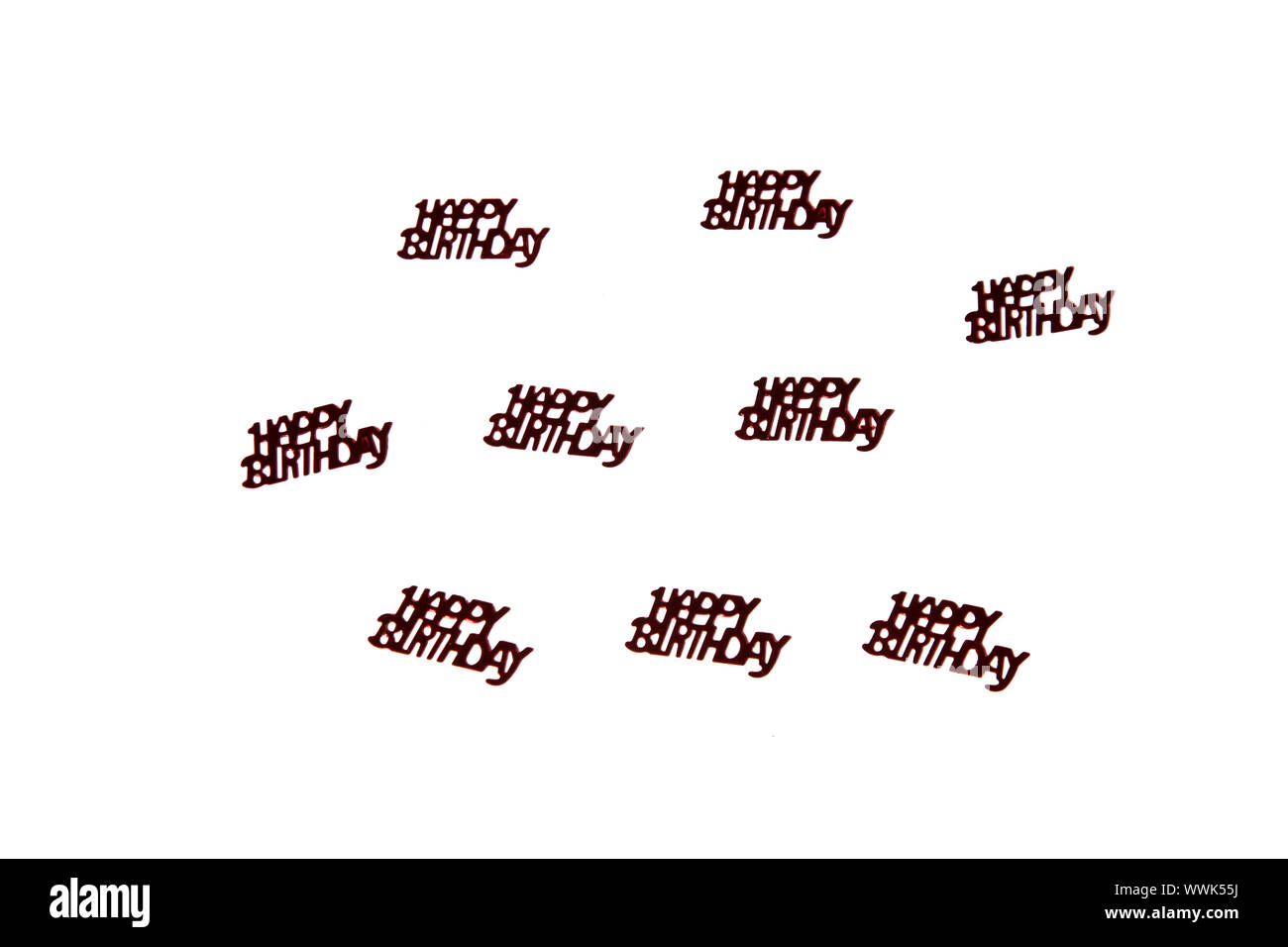 Beaucoup de petites lettres sur un fond blanc avec un joyeux anniversaire-horizontale Banque D'Images