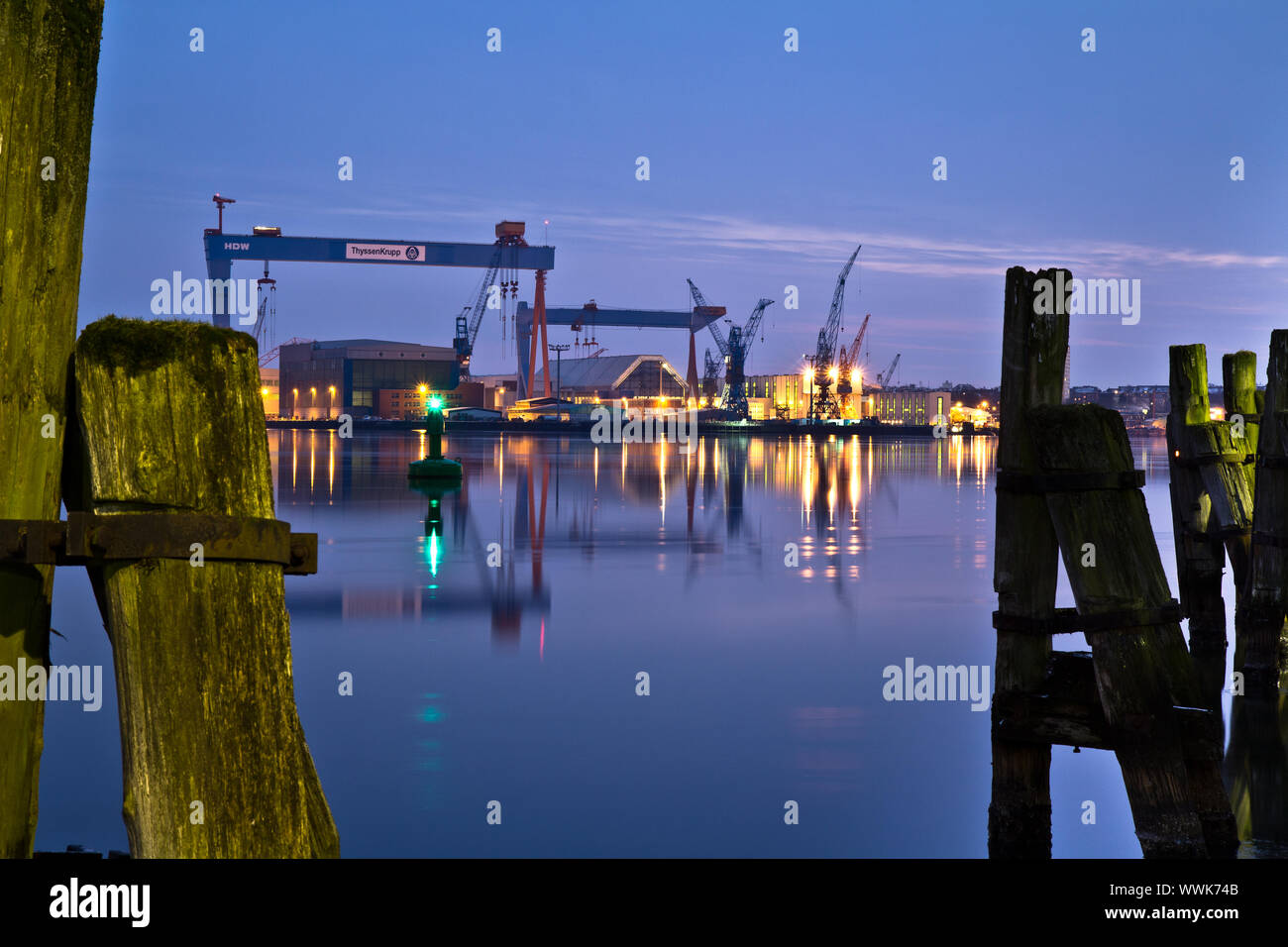 Kiel, Kiel, paysage de nuit, de l'industrie Banque D'Images