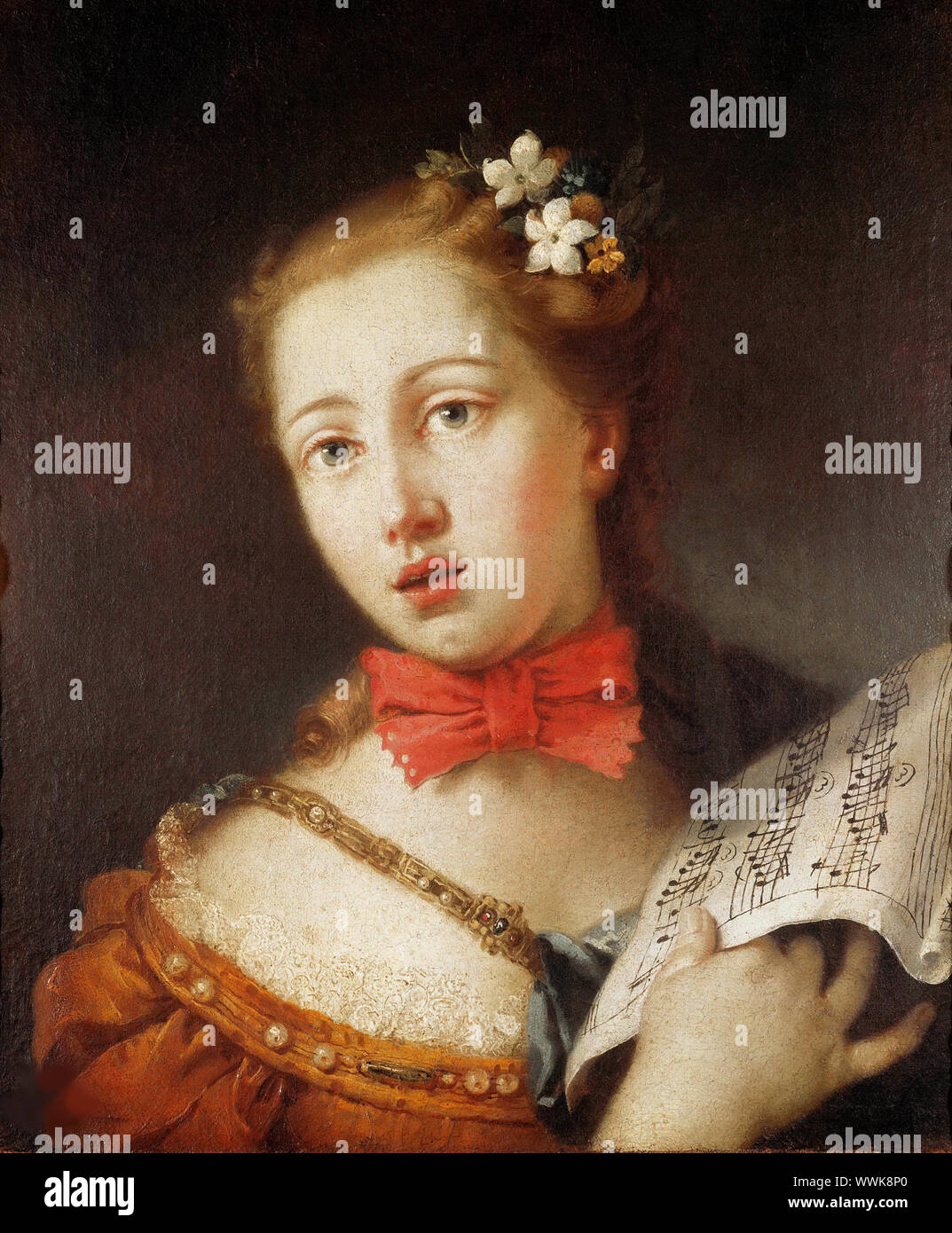 Portrait d'un jeune chanteur, 18e siècle. On trouve dans la collection de Pinacoteca di Brera, Milan. Banque D'Images