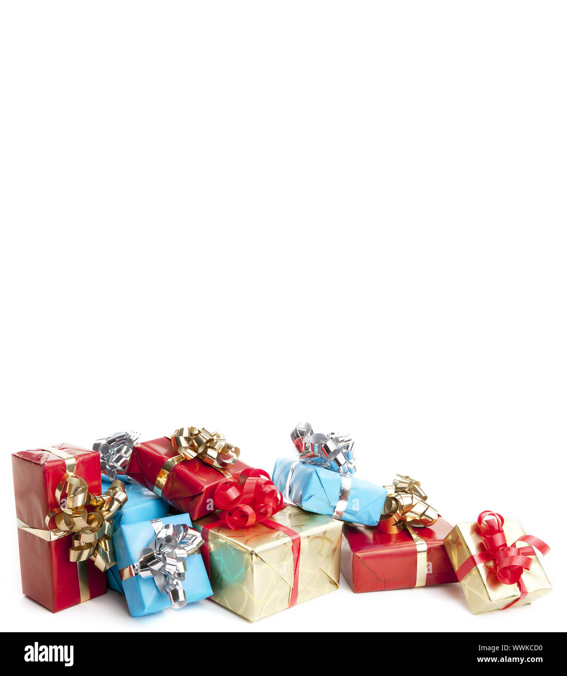Cadeaux colorés pour Noël et d'anniversaire avec en option l'espace texte Banque D'Images