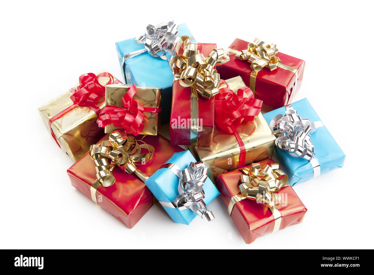 Cadeaux colorés pour Noël et d'anniversaire avec en option l'espace texte Banque D'Images