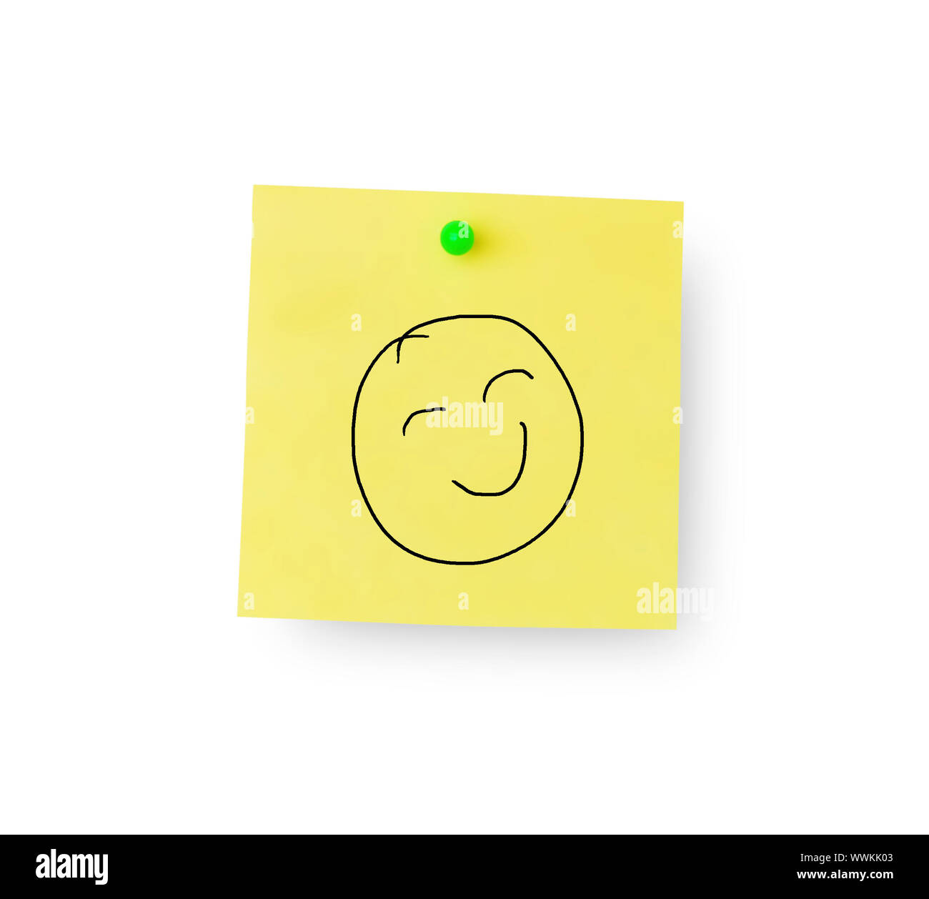 Smiley sur sticky memo notes sur fond blanc Photo Stock - Alamy