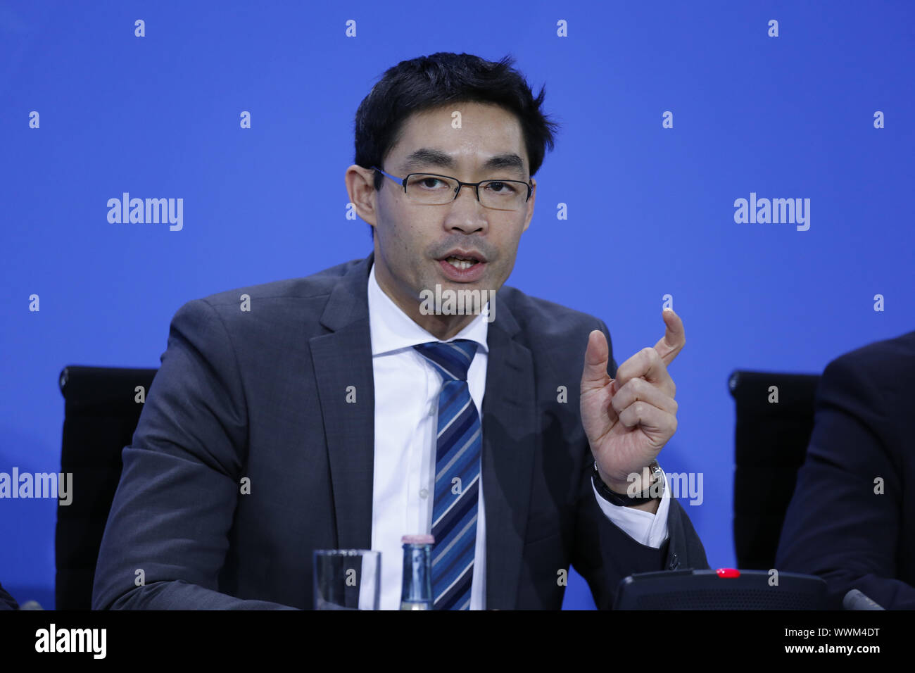 Conférence de presse après la réunion de la Chancelière allemande Angela Merkel avec les acteurs clés de la transition énergétique. Banque D'Images