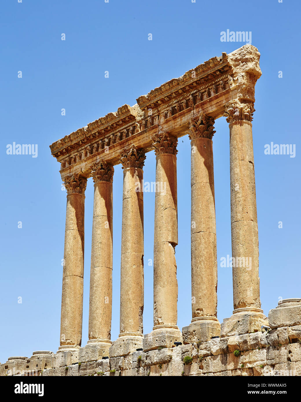 Les colonnes de Jupiter (Temple de Jupiter) - Baalbek, Liban Banque D'Images