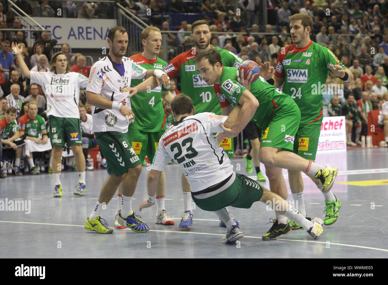 DKB Handball-Bundesliga, 2013-2014 13. Spieltag, SC Magdeburg - HSG Wetzlar Banque D'Images