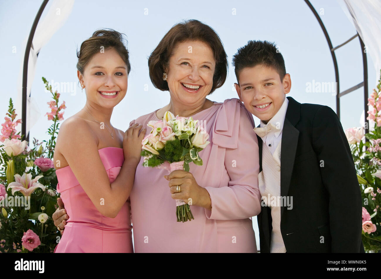 Mariée avec la mère et le frère Banque D'Images