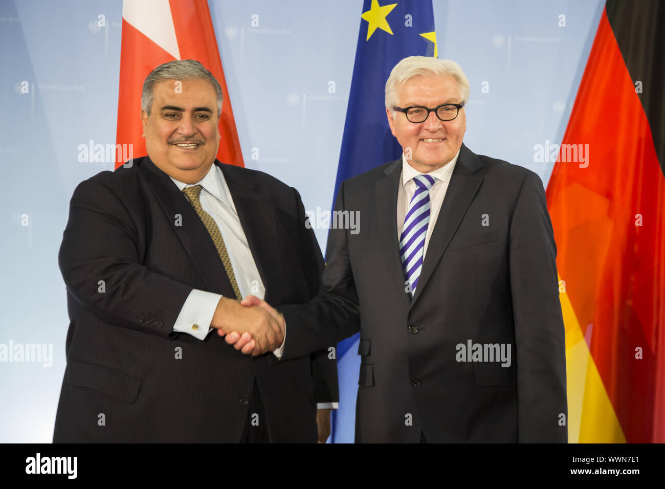 Ministre des affaires étrangères Steinmeier rencontre son collègue de Bahreïn à Berlin. Banque D'Images